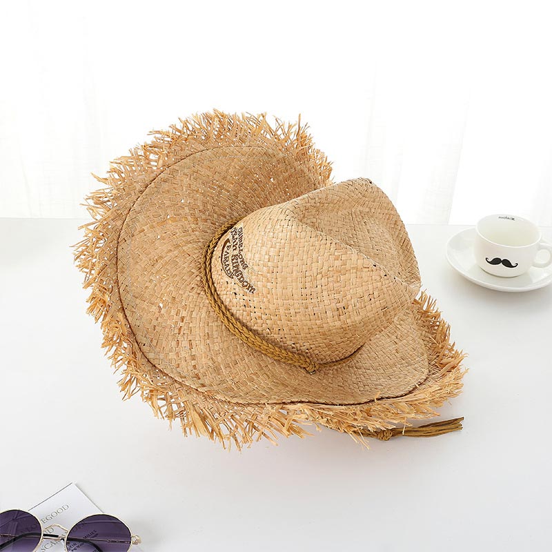 کڑھائی کا لوگو Raffia Straw Cowboy Hat